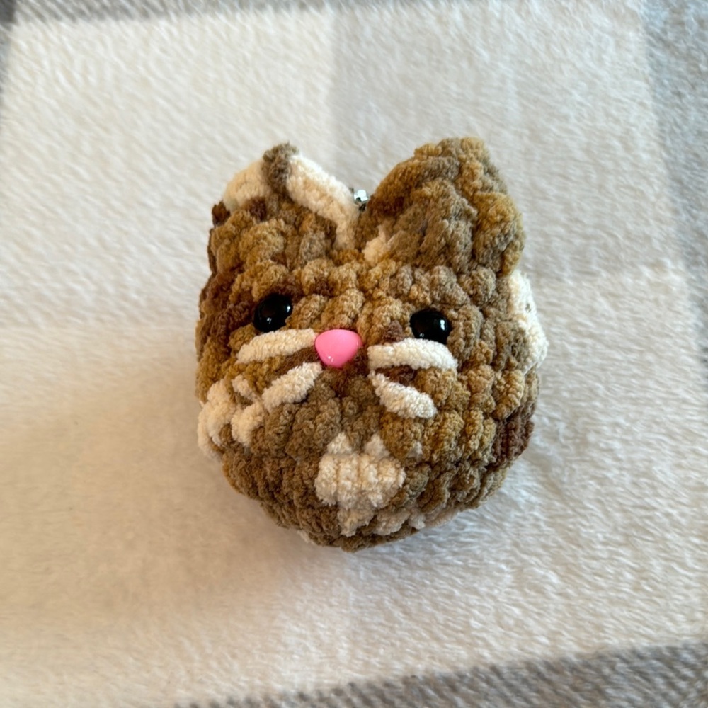 Cute Calico Cat Plush Crochet Keychain